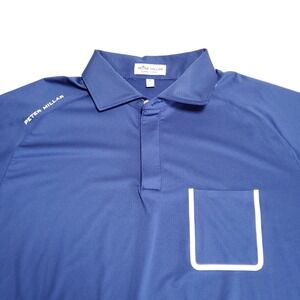 Peter Millar Summer Comfort Forge Golf Polo Shirt Blue Mens Large Short Sleeve
